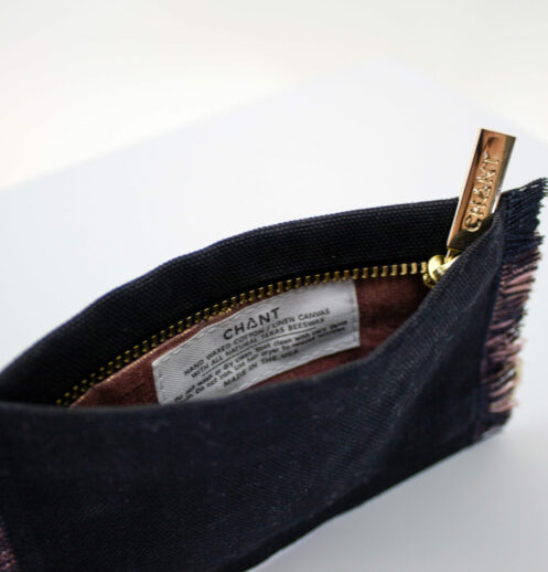 black rose gold zip pouch inside