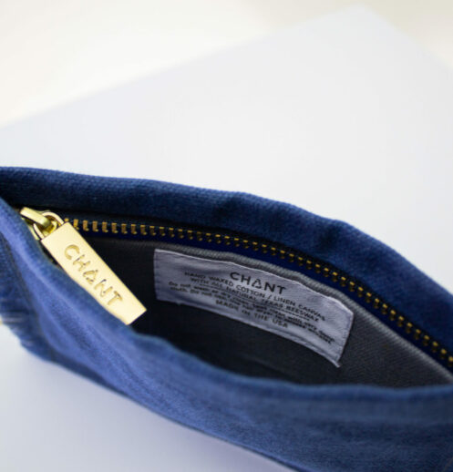 blue gray zip pouch inside