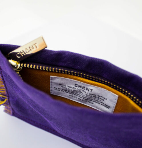 purple yellow zip pouch inside